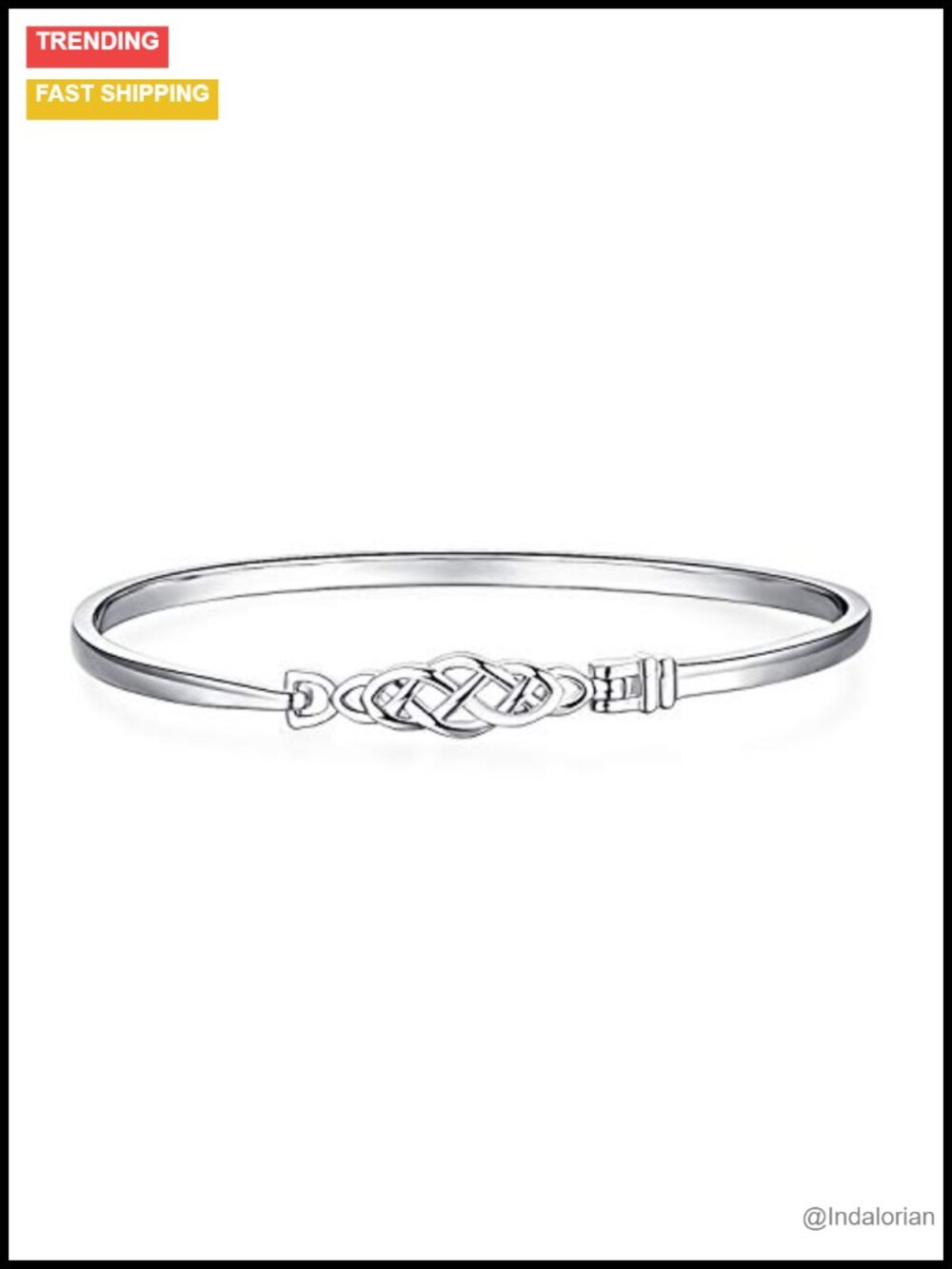 925 Sterling Silver Celtic Love Knot Bangle Bracelet for Women